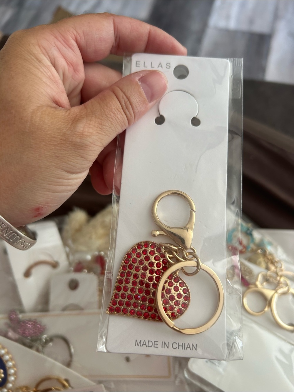 4/$50 Ella Red Crystal Heart Keychain - Picture 2 of 2